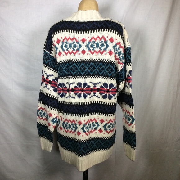 Woods & Gray Sweater Cream Multi Color VTG - Picture 4 of 10